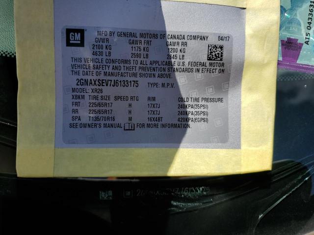 2018 CHEVROLET EQUINOX LT 2GNAXSEV7J6133175