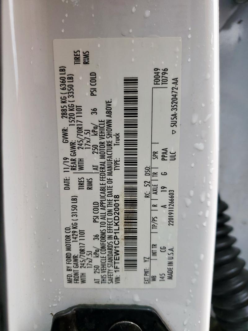 2020 FORD F150 SUPER 1FTEW1CP1LKD20018