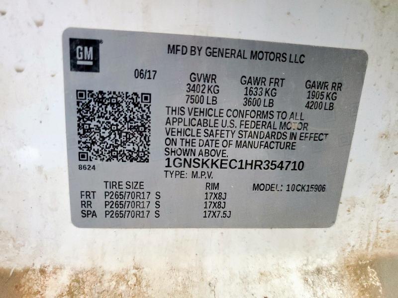 2017 CHEVROLET SUBURBAN K1500 1GNSKKEC1HR354710