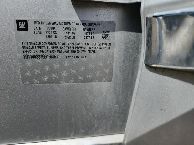 2016 CHEVROLET IMPALA LTZ 2G1145S31G9198027