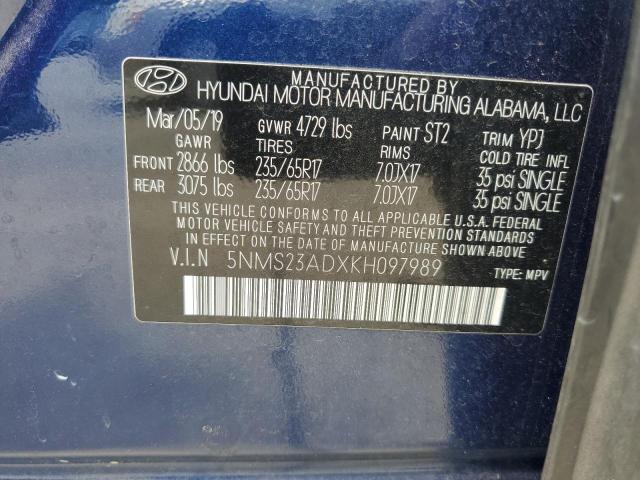 2019 HYUNDAI SANTA FE SE 5NMS23ADXKH097989