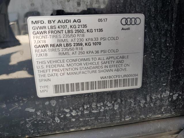2018 AUDI Q3 PREMIUM WA1BCCFS1JR005094