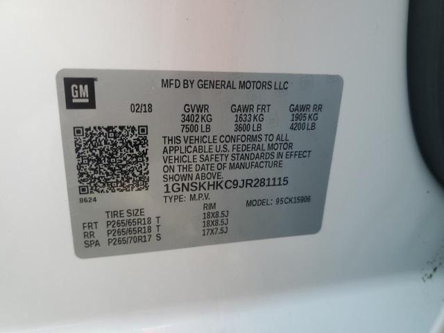 2018 CHEVROLET SUBURBAN K - 1GNSKHKC9JR281115
