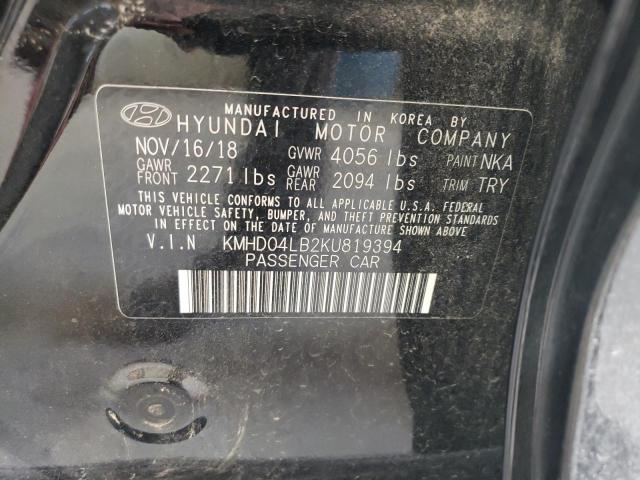 2019 HYUNDAI ELANTRA SP KMHD04LB2KU819394