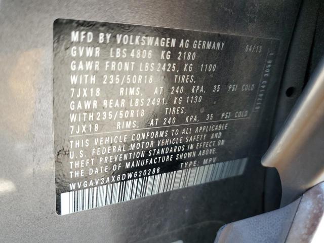2013 VOLKSWAGEN TIGUAN S - WVGAV3AX6DW620286