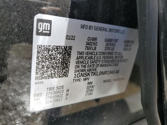 2022 CHEVROLET TAHOE K150 1GNSKTKL0NR194146