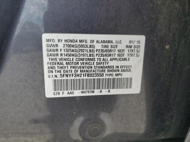 2015 HONDA PILOT LX 5FNYF3H21FB023550