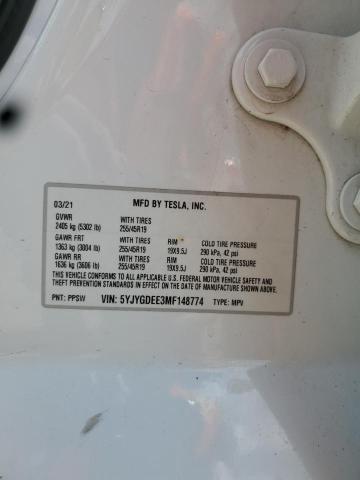 2021 TESLA MODEL Y - 5YJYGDEE3MF148774