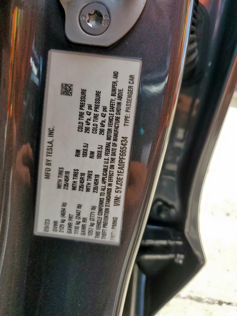 2023 TESLA MODEL 3 5YJ3E1EA0PF665434