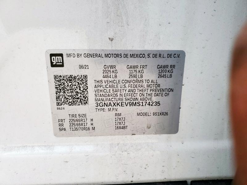 2021 CHEVROLET EQUINOX LT - 3GNAXKEV9MS174235