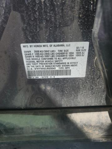 2018 HONDA PILOT EXL 5FNYF6H52JB026543