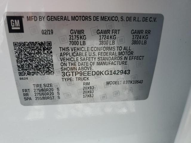 2019 GMC SIERRA K15 3GTP9EED0KG142943