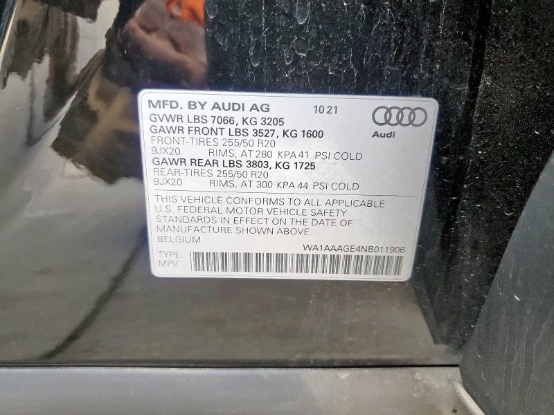 2022 AUDI E-TRON PRE WA1AAAGE4NB011906