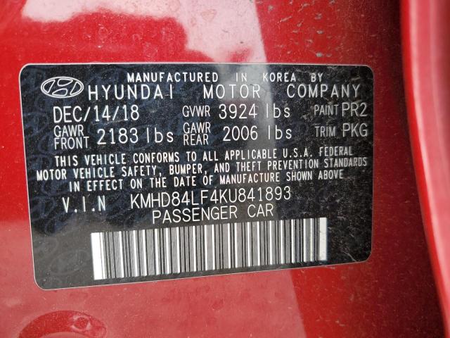 2019 HYUNDAI ELANTRA SEL - KMHD84LF4KU841893