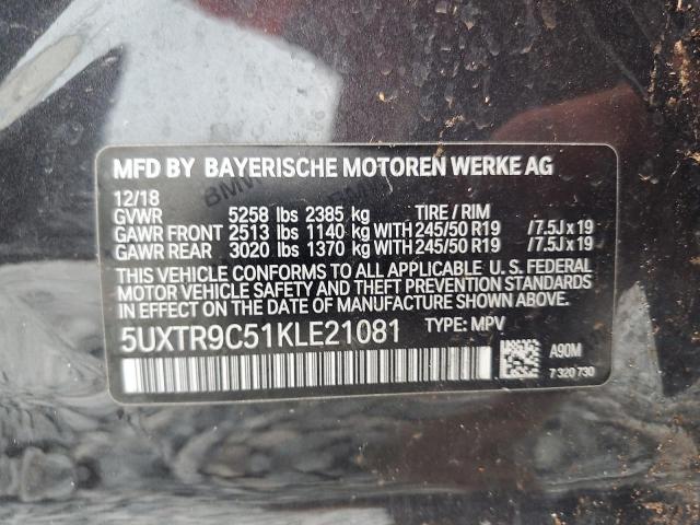 2019 BMW X3 XDRIVE30I 5UXTR9C51KLE21081