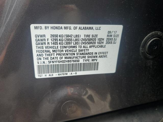 2017 HONDA PILOT 5FNYF6H02HB076650