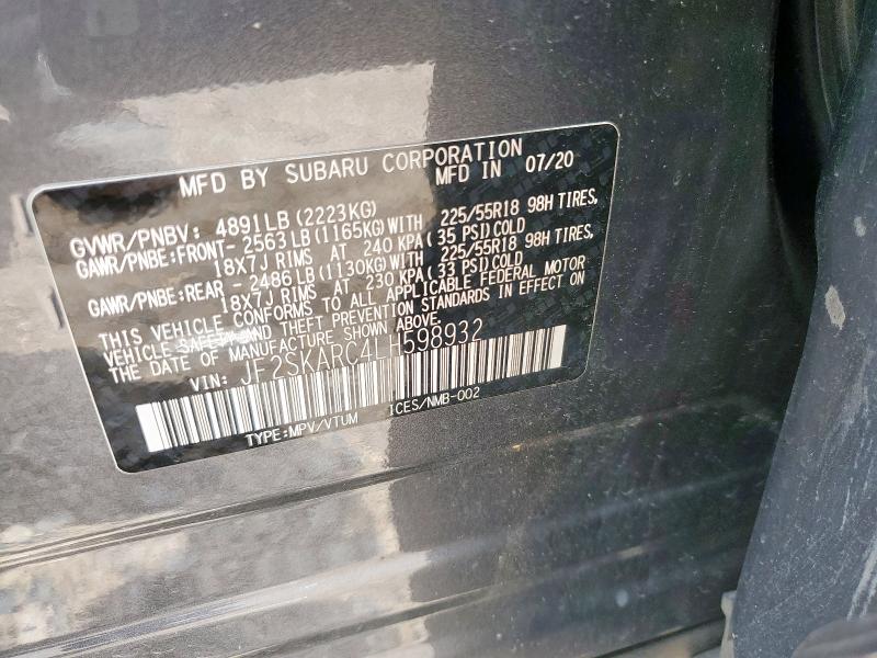 2020 SUBARU FORESTER S JF2SKARC4LH598932