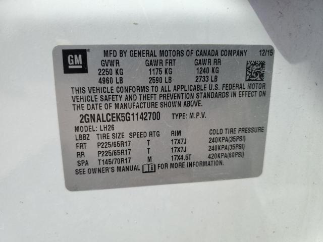 2016 CHEVROLET EQUINOX LT - 2GNALCEK5G1142700