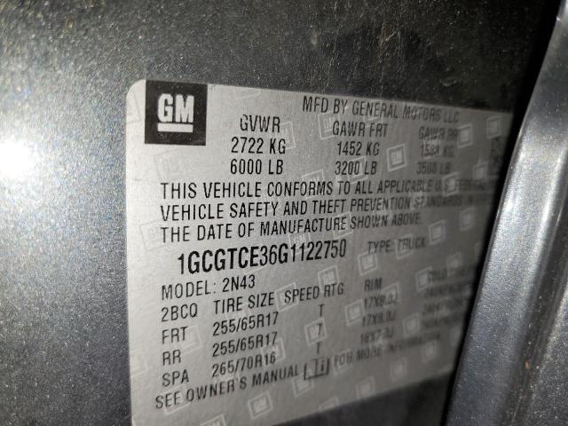 2016 CHEVROLET COLORADO LT 1GCGTCE36G1122750