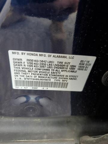 2018 HONDA PILOT EXL - 5FNYF6H89JB049070
