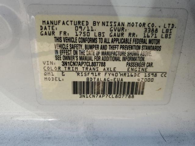 2012 NISSAN VERSA S - 3N1CN7AP7CL807788