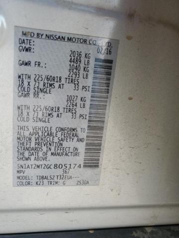 2016 NISSAN ROGUE S 5N1AT2MT2GC805174