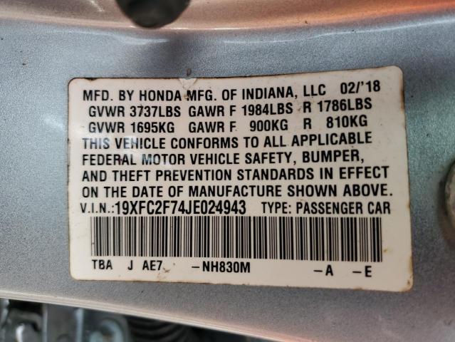 2018 HONDA CIVIC EX 19XFC2F74JE024943