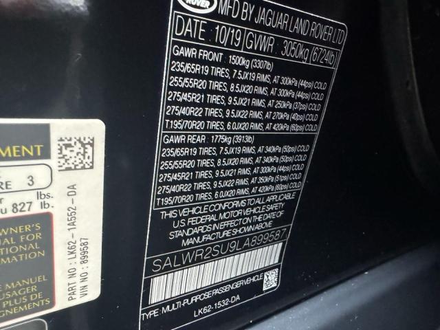 2020 LAND ROVER RANGE ROVE SALWR2SU9LA899587