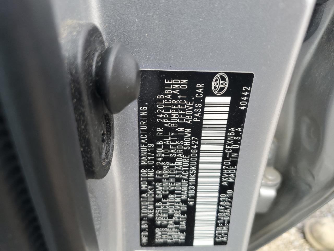 Lot #3213956224 2019 TOYOTA CAMRY LE