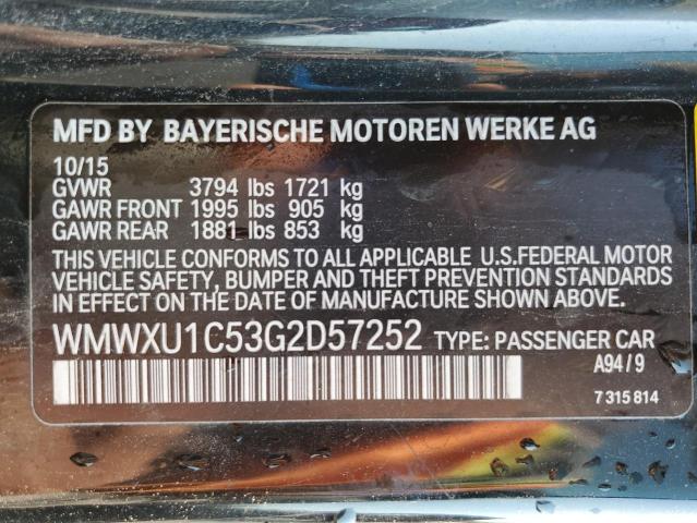 2016 MINI COOPER - WMWXU1C53G2D57252