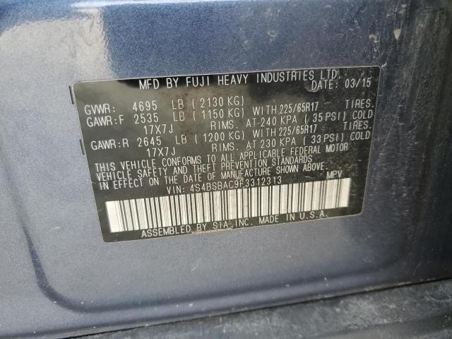 2015 SUBARU OUTBACK 2. 4S4BSBAC9F3312313