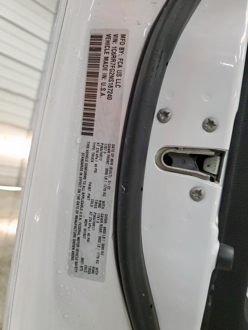2022 RAM 1500 CLASSIC TRADESMAN 1C6RR7FG2NS187240