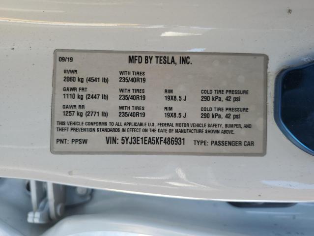 2019 TESLA MODEL 3 - 5YJ3E1EA5KF486931