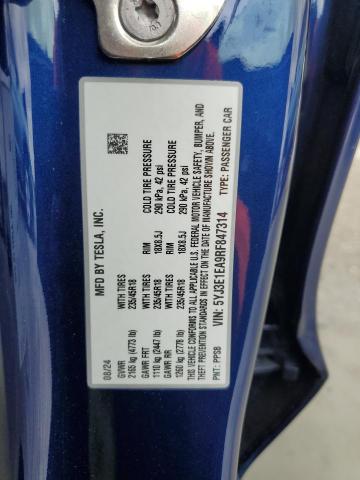 2024 TESLA MODEL 3 5YJ3E1EA9RF847314