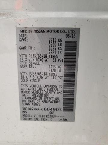 2017 NISSAN PATHFINDER 5N1DR2MMXHC604905