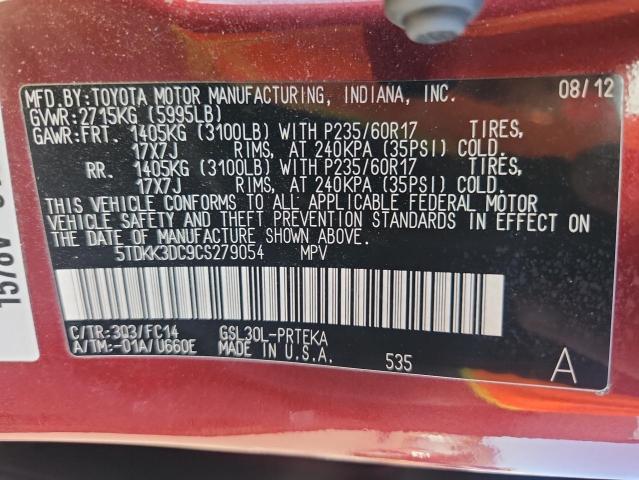 2012 TOYOTA SIENNA LE - 5TDKK3DC9CS279054