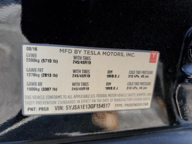 2016 TESLA MODEL S 5YJSA1E13GF154517