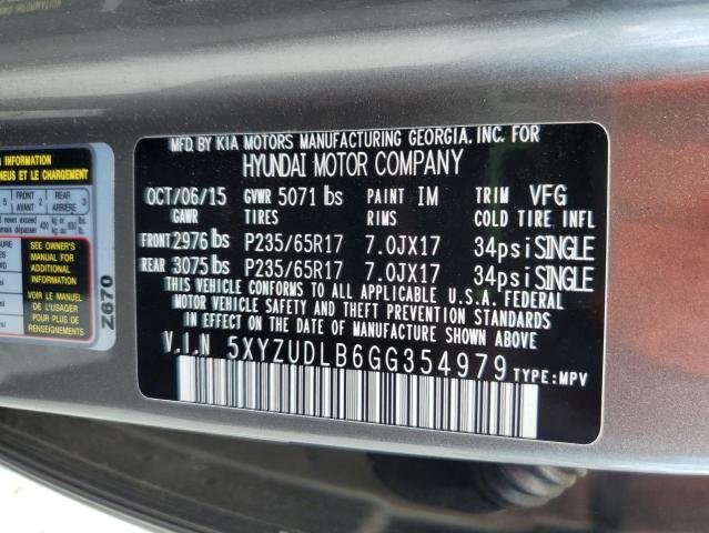 2016 HYUNDAI SANTA FE S - 5XYZUDLB6GG354979