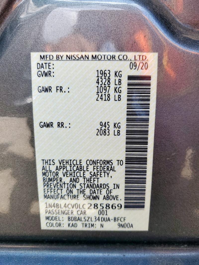 2020 NISSAN ALTIMA SR 1N4BL4CV0LC285869