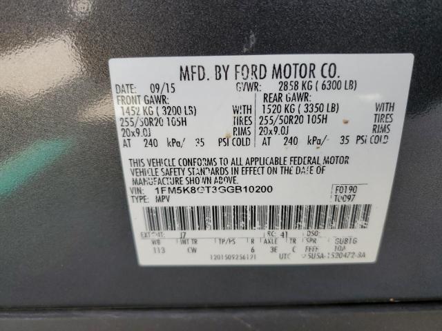 2016 FORD EXPLORER S - 1FM5K8GT3GGB10200