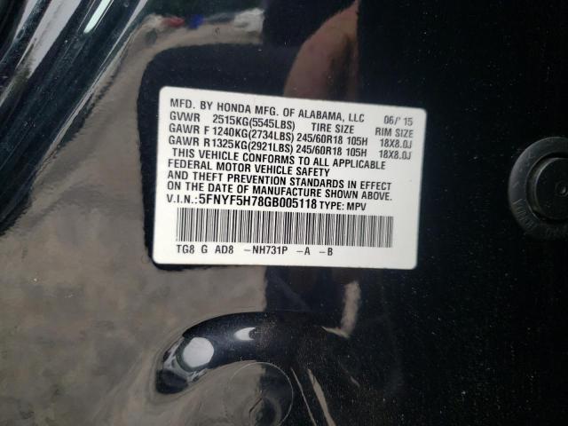 2016 HONDA PILOT EXLN 5FNYF5H78GB005118