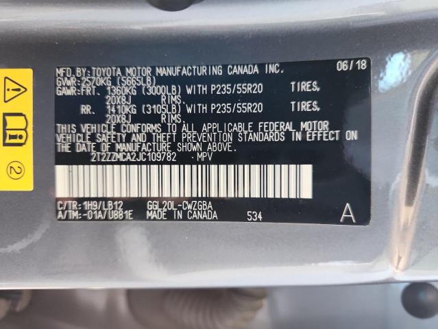 2018 LEXUS RX 350 BASE 2T2ZZMCA2JC109782