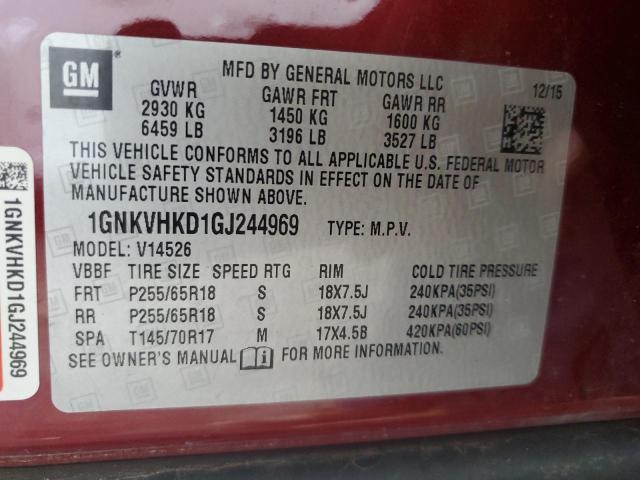 2016 CHEVROLET TRAVERSE LT 1GNKVHKD1GJ244969