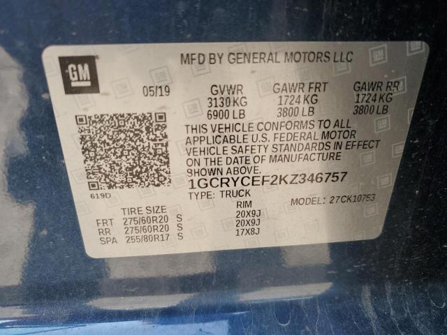 2019 CHEVROLET 1500 SILVE 1GCRYCEF2KZ346757