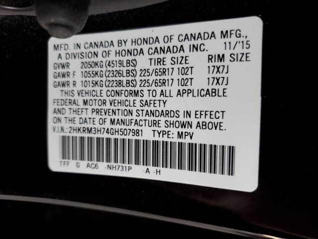 2016 HONDA CR-V EXL - 2HKRM3H74GH507981
