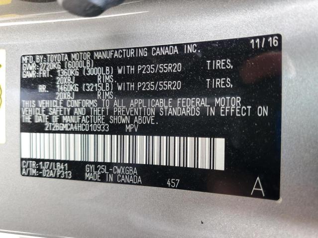 2017 LEXUS RX 450H BA 2T2BGMCA4HC010933