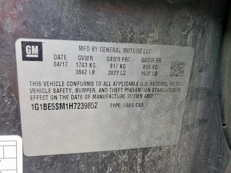 2017 CHEVROLET CRUZE LT - 1G1BE5SM1H7239852