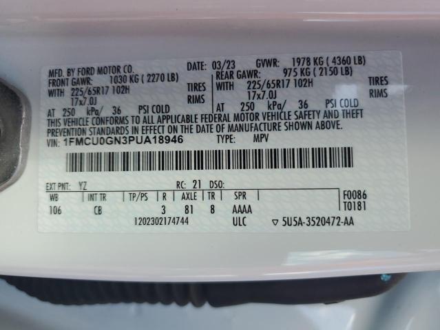 2023 FORD ESCAPE ACTIVE 1FMCU0GN3PUA18946