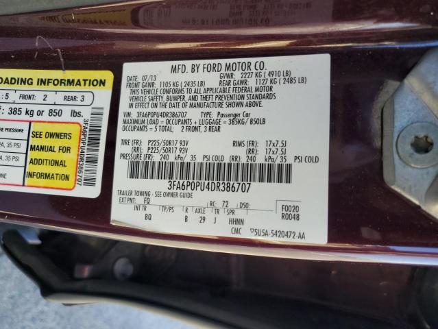 2013 FORD FUSION - 3FA6P0PU4DR386707