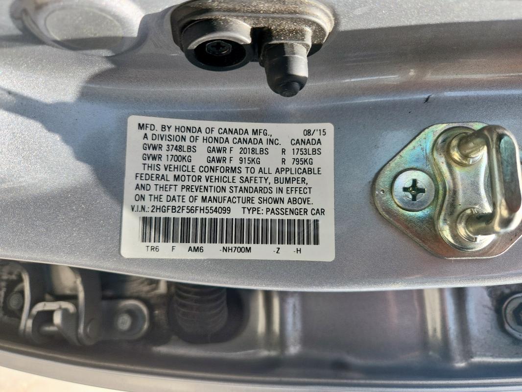 2015 HONDA CIVIC LX 2HGFB2F56FH554099